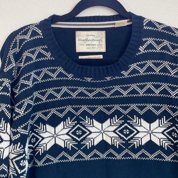 Weatherproof Vintage dark navy holiday sweater XL - Picture 2 of 5